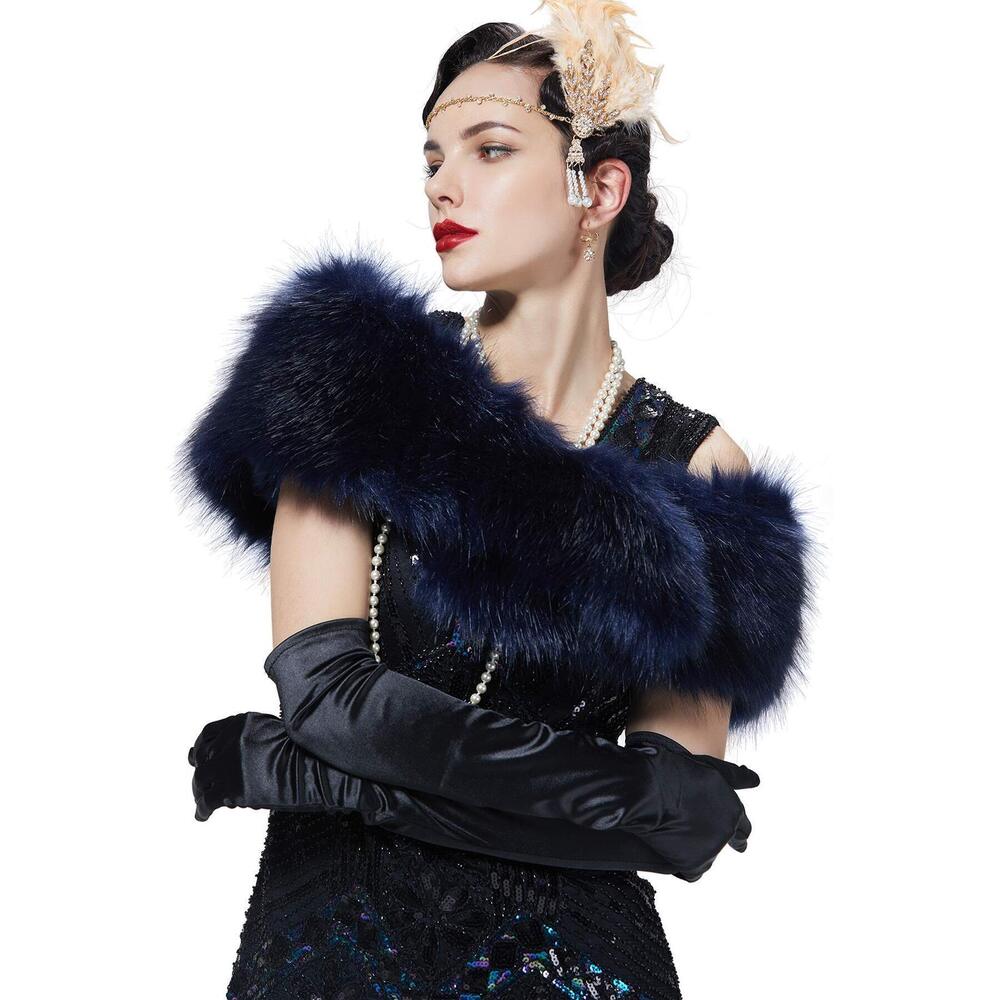 8685 Women抯 Faux Fur Shawl Collar Neck Warmer Wrap Scarf For Winter Coat